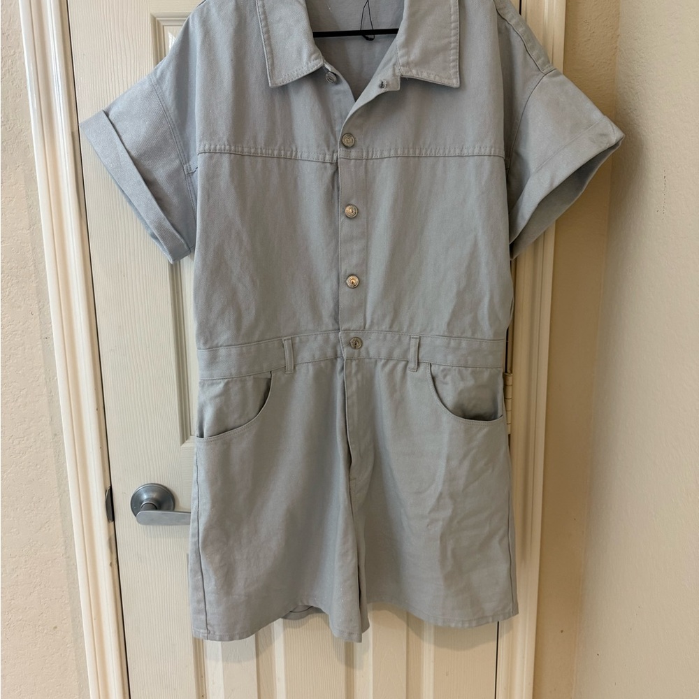 Zara Denim Button-Up Romper